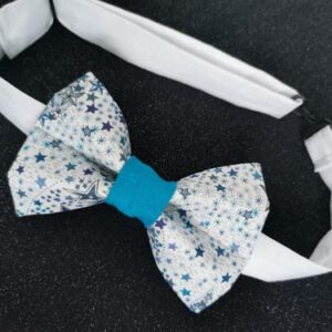 nœud papillon enfant - fait main - liberty étoiles bleues
