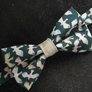 Nœud papillon adulte - oiseaux vert - fait main - mariage