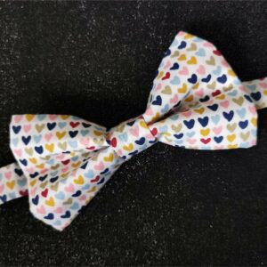 Nœud papillon - adulte homme - motif cœur - mariage - fait main