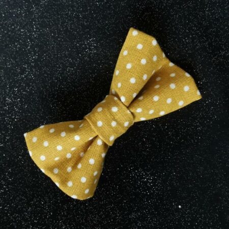 Barrette pour cheveux nœud papillon – pois et moutarde – mariage Barrette pour cheveux nœud papillon – pois et moutarde – mariage