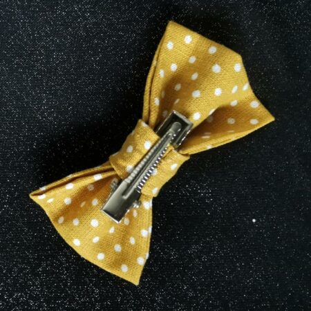 Barrette pour cheveux nœud papillon - pois et moutarde - mariage