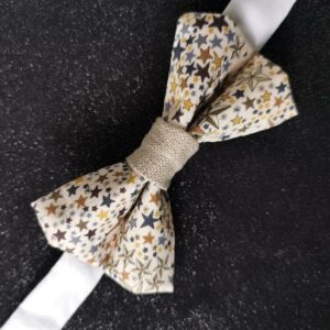 nœud papillon enfant - fait main - liberty étoiles moutades