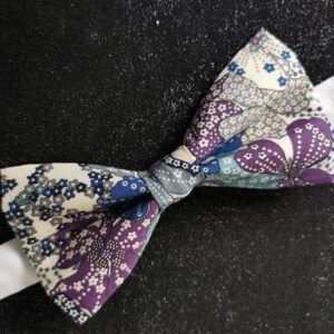 Nœud papillon adulte - Liberty fleurs - bleu et violet