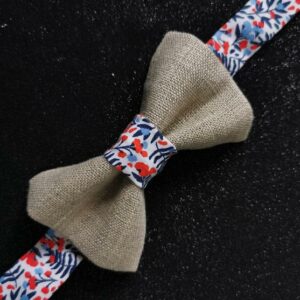 Nœud papillon enfant - Fougère bleue et rouge