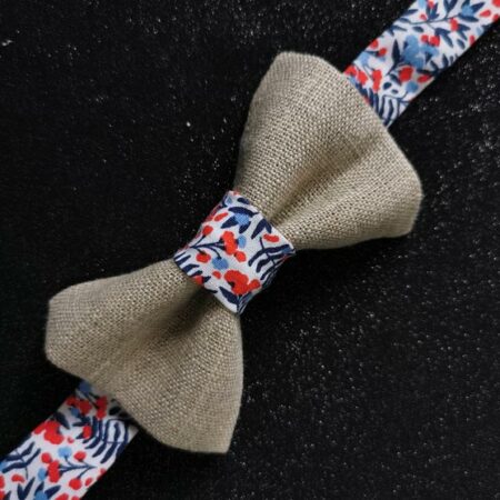 Nœud papillon enfant – Fougère bleue et rouge