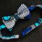 Nœud papillon - wax fleurs de mariage bleues turquoise et marine