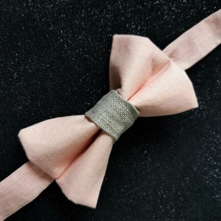 Nœud papillon enfant – Rose clair et lin – mariage Nœud papillon enfant – Rose clair et lin – mariage
