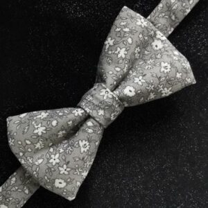 Nœud papillon adulte - fleurs gris - mariage