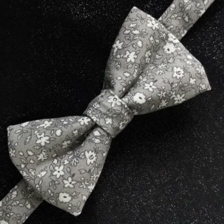 Nœud papillon adulte – fleurs gris – mariage