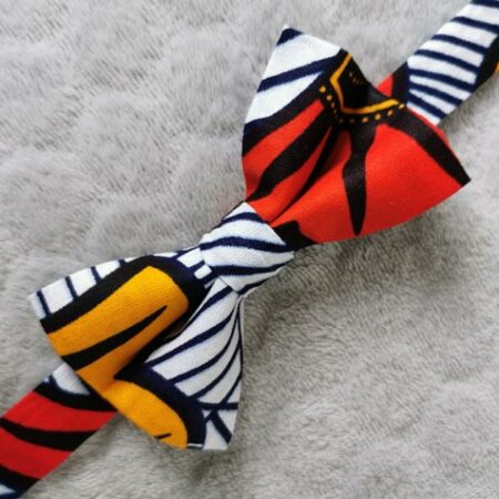 Nœud papillon enfant - wax rouge et jaune - taille ajustable