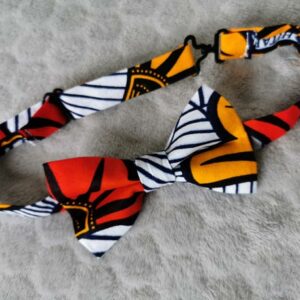 Nœud papillon enfant - wax rouge et jaune - taille ajustable