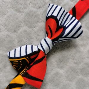 Nœud papillon enfant - wax fleurs de mariage - rouge et jaune