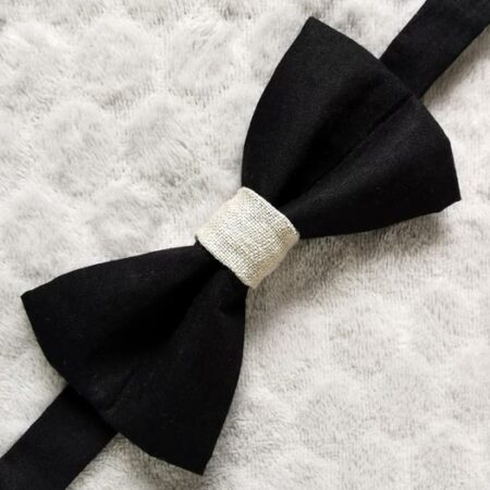 Nœud papillon adulte - Noir et lin