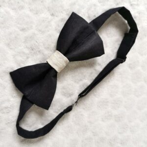 Nœud papillon adulte - Noir et lin