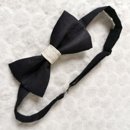 Nœud papillon adulte – Noir et lin
