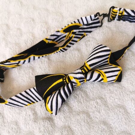 Nœud papillon enfant – wax fleurs de mariage – jaune