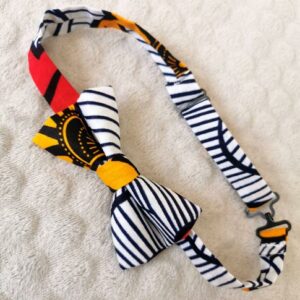 Nœud papillon enfant - wax fleurs de mariage - rouge et jaune