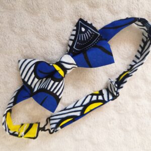 Nœud papillon enfant - wax fleurs de mariage - bleu et jaune