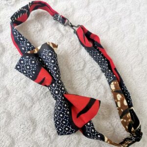 Nœud papillon enfant - wax bleu marine et rouge