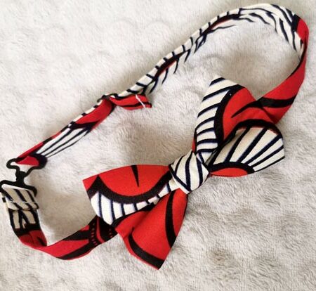 Nœud papillon enfant – wax fleurs de mariage – rouge