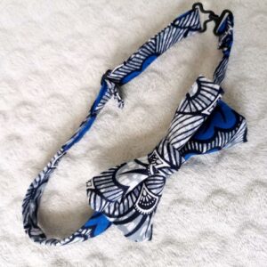 Nœud papillon adulte - wax fleurs de mariage - bleu et gris