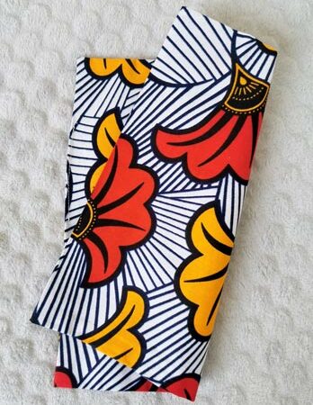 Pochette costume - wax fleurs de mariage rouge et jaune