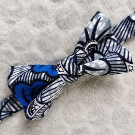 Nœud papillon adulte - wax fleurs de mariage - bleu et gris