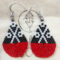 boucles d'oreilles argent 925 brick stitch rouge noir blanc