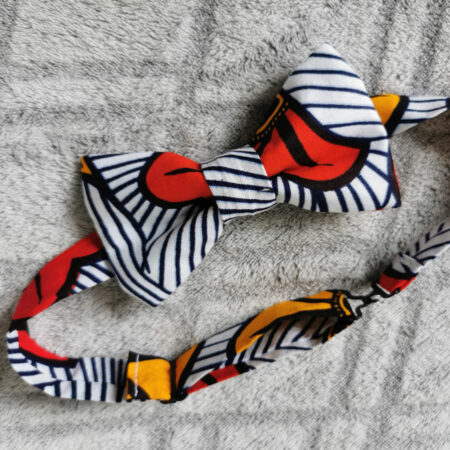 Nœud papillon adulte – wax fleurs de mariage – rouge et jaune