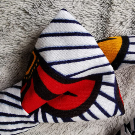 Nœud papillon adulte - wax fleurs de mariage - rouge et jaune