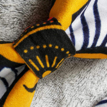 Nœud papillon adulte - wax fleurs de mariage - rouge et jaune