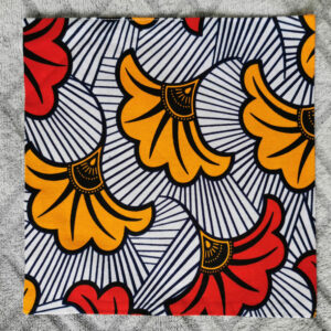 Pochette costume - wax fleurs de mariage rouge et jaune