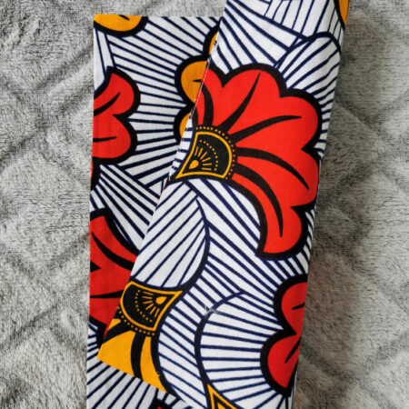 Pochette costume - wax fleurs de mariage rouge et jaune