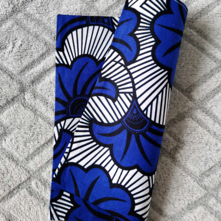 Pochette costume - wax fleurs de mariage bleues