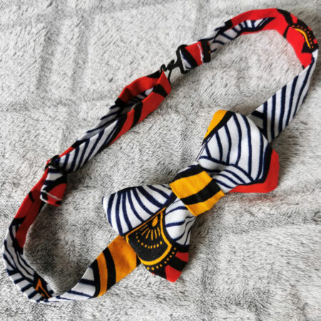 Nœud papillon enfant – wax fleurs de mariage – rouge et jaune