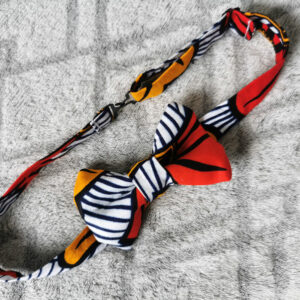 Nœud papillon enfant - wax fleurs de mariage - rouge et jaune