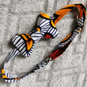 Nœud papillon enfant - wax fleurs de mariage - rouge et jaune