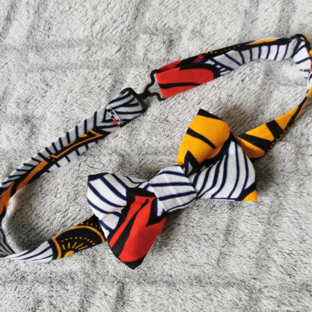 Nœud papillon enfant – wax fleurs de mariage – rouge et jaune