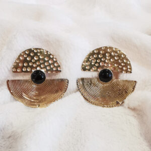 Boucles d'oreilles cercle noir - BRONZE