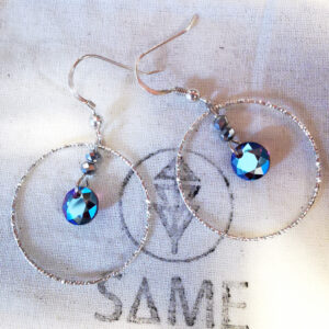Boucles d’Oreilles Cristal bleu – Argent 925 & Swarovski